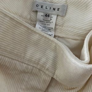 Celine beige corduroy wide legs pants